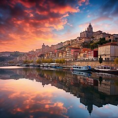 Naklejka premium b'Scenic sunset view of Porto, Portugal'