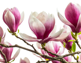 Magnolien am Zweig isoliert auf weißen Hintergrund, Freisteller