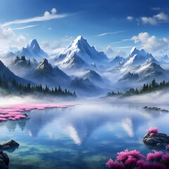 Glacier mountains with beautiful lake. Nature background images. Serene mountains images.