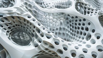An elegant 3D lattice structure, expanding and collapsing in a hypnotic pattern - obrazy, fototapety, plakaty