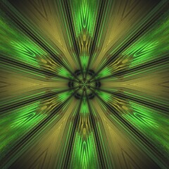 Obraz premium green gold hexagonal floral fantasy design on a black background