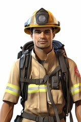 b'Firefighter in protective gear'