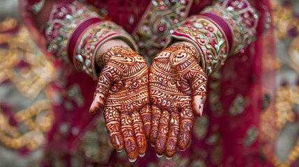 Henna Decoration: A close-up of hands adorned with intricate henna designs, showcasing cultural traditions and artistic expression, beautiful hands close up