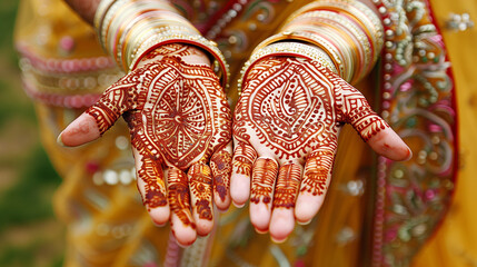 Henna Decoration: A close-up of hands adorned with intricate henna designs, showcasing cultural traditions and artistic expression, beautiful hands close up
