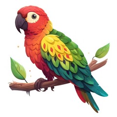 Digital illustration of a vibrantly colored parrot perched on a branch, rendered with a playful and artistic style.