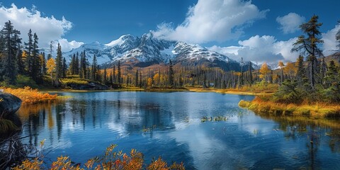 Naklejka premium Breathtaking view in the mountains of Alaska