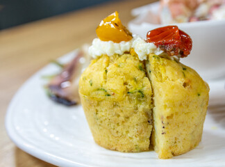 Rice pie with yellow and red datterino tomatoes