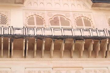 Close-up view of an arched window at Mehrangarh Fort, Jodhpur, Rajasthan, India