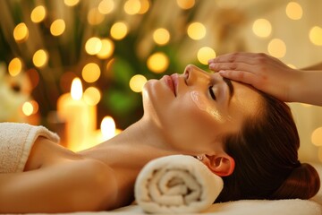 Wellness Therapy. Beautiful Adult Woman Enjoying Aromatic Candle Massage in Calm Spa Environment