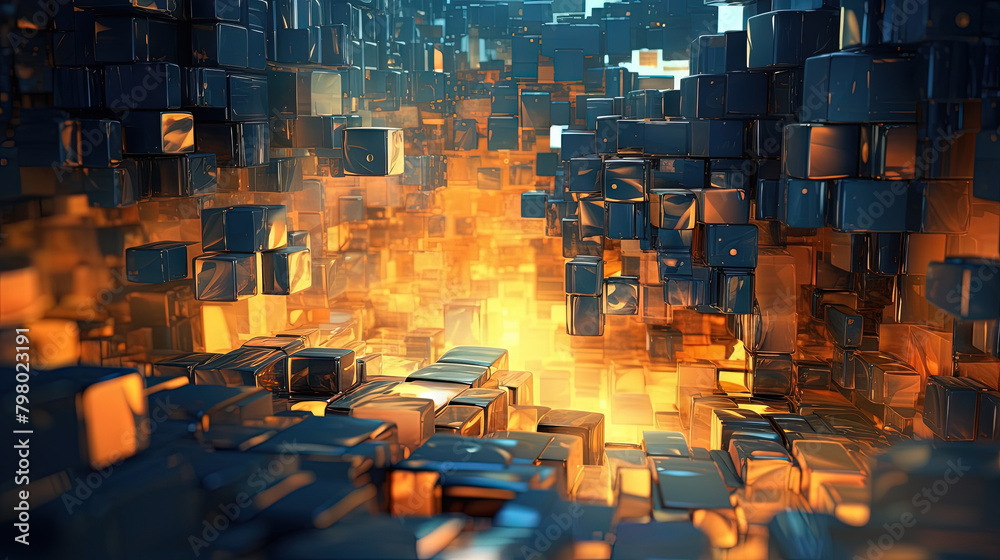 Poster Abstract background with structure of cubes. Colorful cubes texture for technology backdrop.