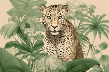 Naklejka premium Leopard wildlife outdoors cheetah.