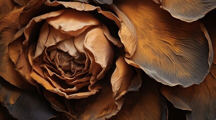 A brown rose made of leather with dark shadows