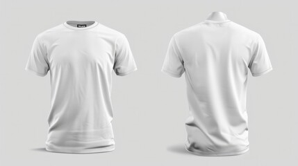 White Mock Up. Men's White Blank T-Shirt Template for Design Mockup