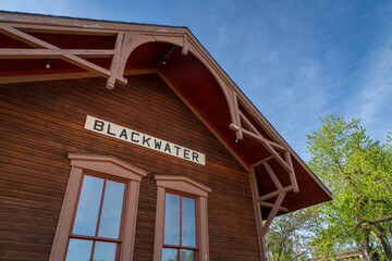detail of old railorad depot in a historic town of Blackwater, Missouri