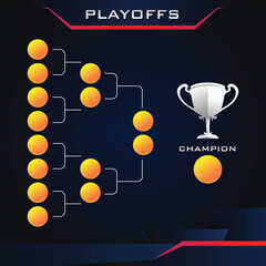 Modern sport game layout tournament championship square size contest stage bracket board vector with gold champion trophy prize icon illustration background