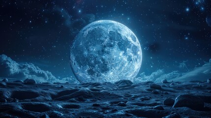 Beautiful full moon scenery, glowing lights background