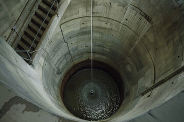 A drone image looking down on a water treatment facility, highlighting environmental stewardship and infrastructure.

