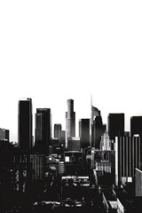 Fototapeta premium A black and white cityscape of a large American city.