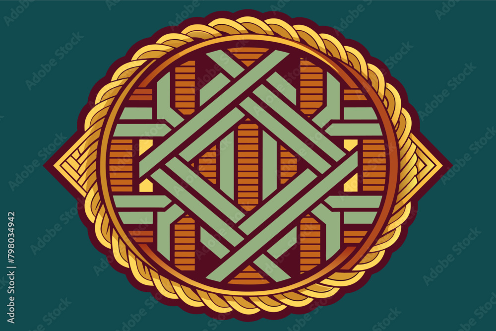 Aufkleber logo mockup woven into a tapestry of intricate patterns