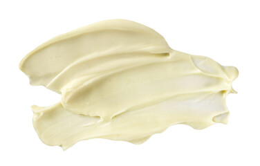 Mayonnaise spread isolated on white, top view, with clipping path
