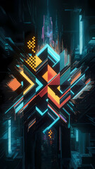  A captivating pixel art digital mosaic that embodies the essence of cyberpunk