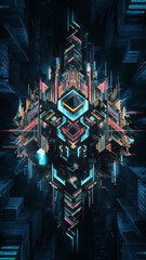  A captivating pixel art digital mosaic that embodies the essence of cyberpunk