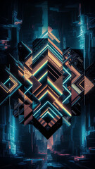  A captivating pixel art digital mosaic that embodies the essence of cyberpunk