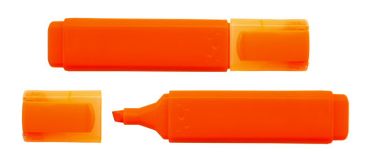 Permanent orange marker on a white background. Text marker for office and study