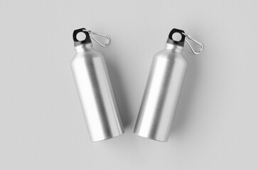 Reusable aluminum water bottle mockup.