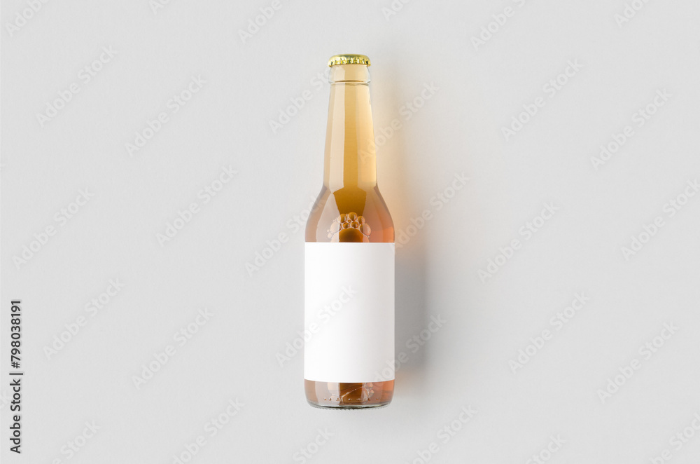 Wall mural clear longneck beer bottle mockup with blank label.