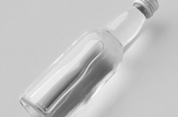 Miniature spirits, liquor bottle mockup, closeup.