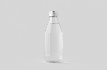 Small water bottle mockup, clear glass.