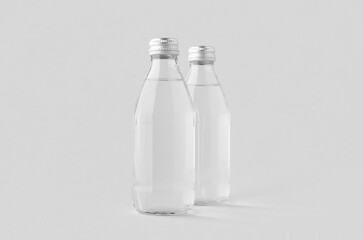 Small water bottle mockup, clear glass.