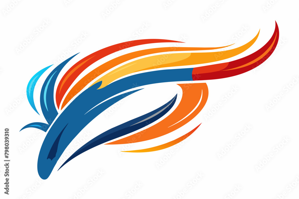 Poster abstract logo reminiscent of a brushstroke, capturing the essence of artistic expression and fluidit