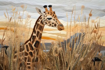 Naklejka premium Giraffe in savanna wildlife animal mammal.