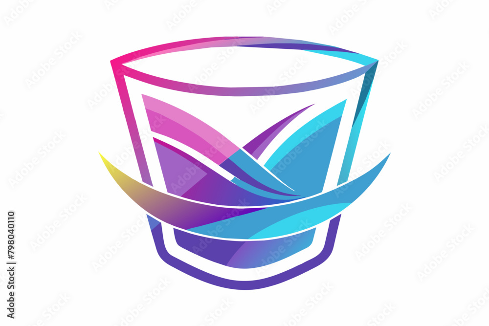 Poster Colorful abstract design of a glass with multicolored overlapping lines creating a dynamic and modern look.