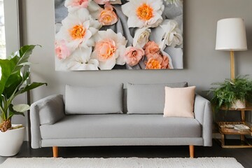 sofa and flowers