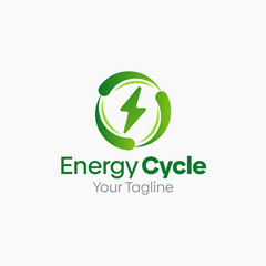 Illustration Vector Graphic Logo of Energy Cycle. Merging Concepts of a Flash and Spin whirl Shape. Good for business, startup, company logo