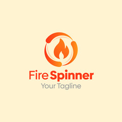 Illustration Vector Graphic Logo of Fire Spinner. Merging Concepts of a Fire and Spin whirl Shape. Good for business, startup, company logo