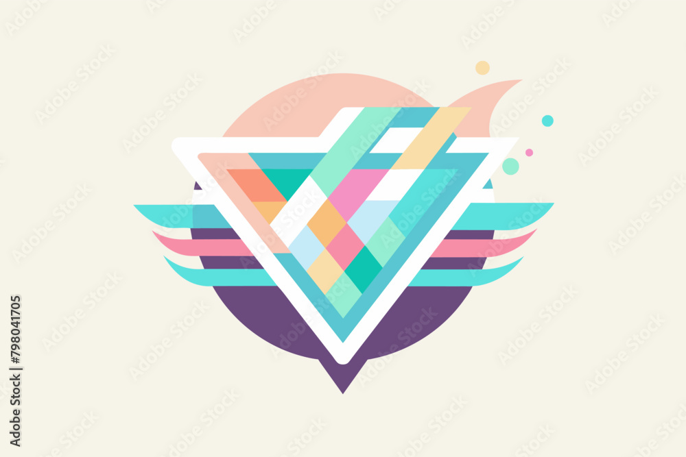 Leinwandbilder a colorful abstract geometric design featuring a diamond shape with pastel colored diagonal stripes,