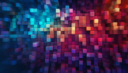 Pixelated squares forming a gridlike structure