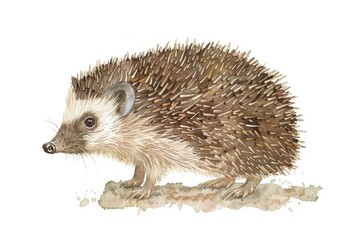 Fototapeta premium Adorable watercolor painting of a small hedgehog, perfect for nature-themed designs