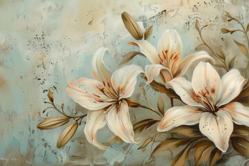 Close up on pale lily painting flower chandelier.
