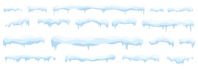 PNG, Snowballs and snow drifts winter decoration snowy elements. Snow caps, snowballs and drifts set. Cartoon pattern. Winter decorations. Seasonal elements for design. Vector illustration © Little Monster 2070