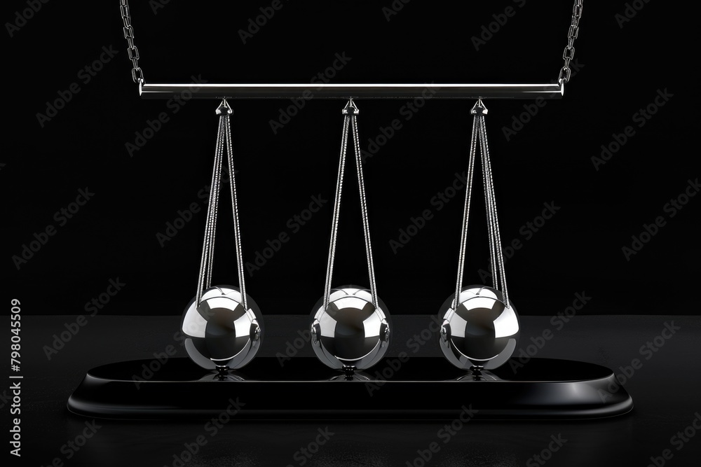 Poster a metal pendulum clock on a stand, perfect for time-related concepts