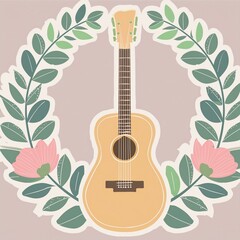 Guitar Serenade Wreath Stickers 
