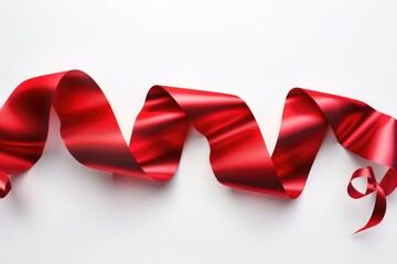A red ribbon with the letter "M" on it, suitable for various projects