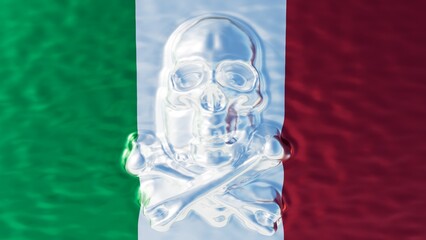 Transparent Skull Harmonized with the Tricolor of Italy