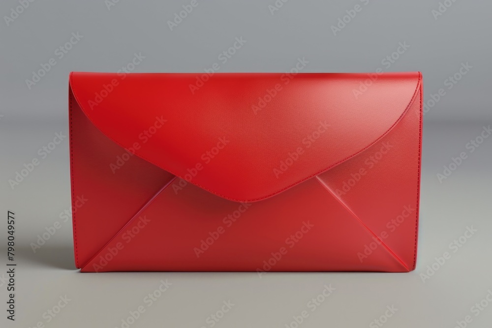 Poster a red leather envelope placed on a gray surface. suitable for business and office themes