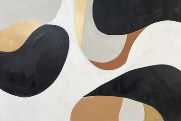 Abstract Curvilinear. Bold Monochrome Shapes Against Tan Negative Space.